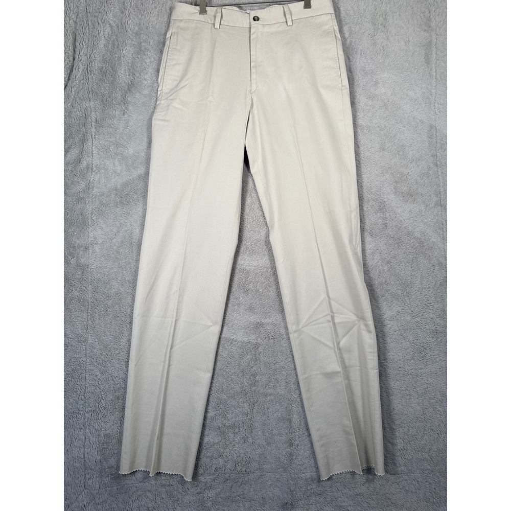 Charleston Khakis Washed Cotton Pants Stone Beige Mens 34x unhemmed Flat READ